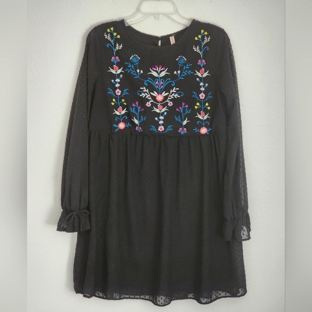 Xhilaration Boho Embroidered Dress Long Sleeve Dress Sz M